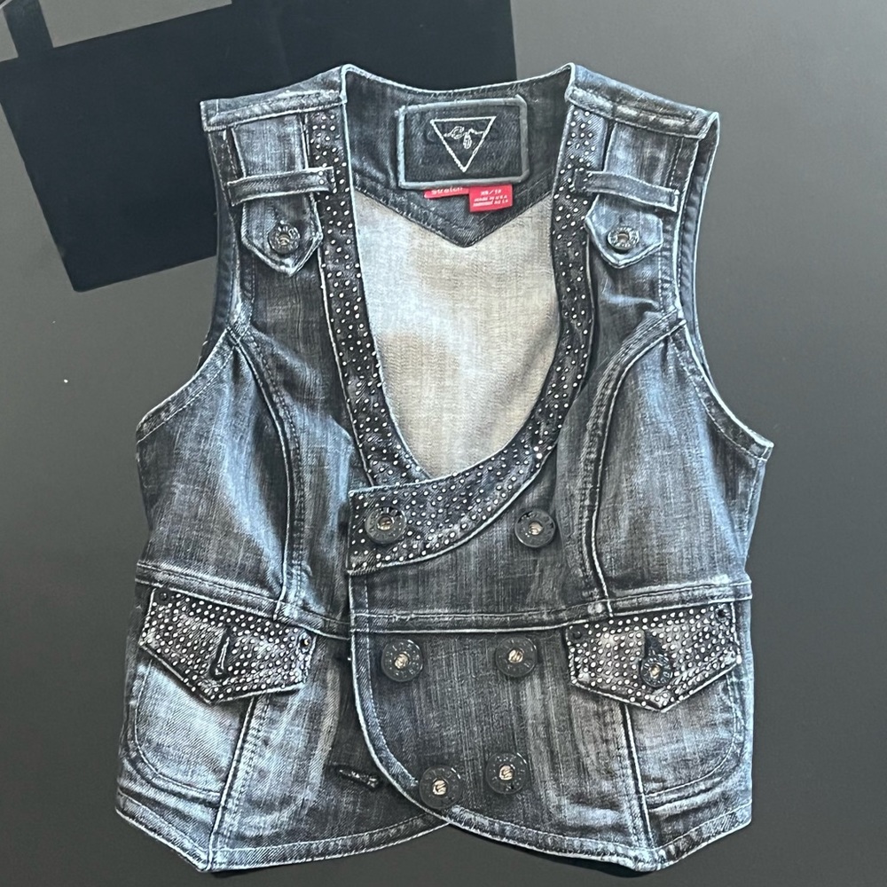 vintage guess jean vest